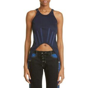 DION LEE Ribbed Stretch Organic Cotton Corset Tank Size M